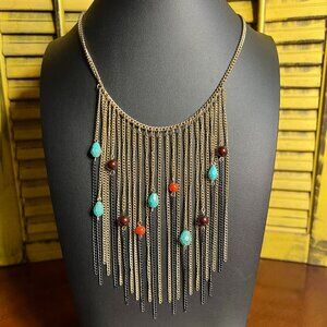 Kenny Hwang, KH Studio, Goldtone Boho Fringe Chain Necklace